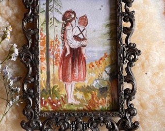 Original painting antique vintage photo frame