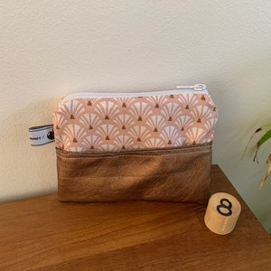 Porte-monnaie ou pochette tout en tissu 8 - Rose doré