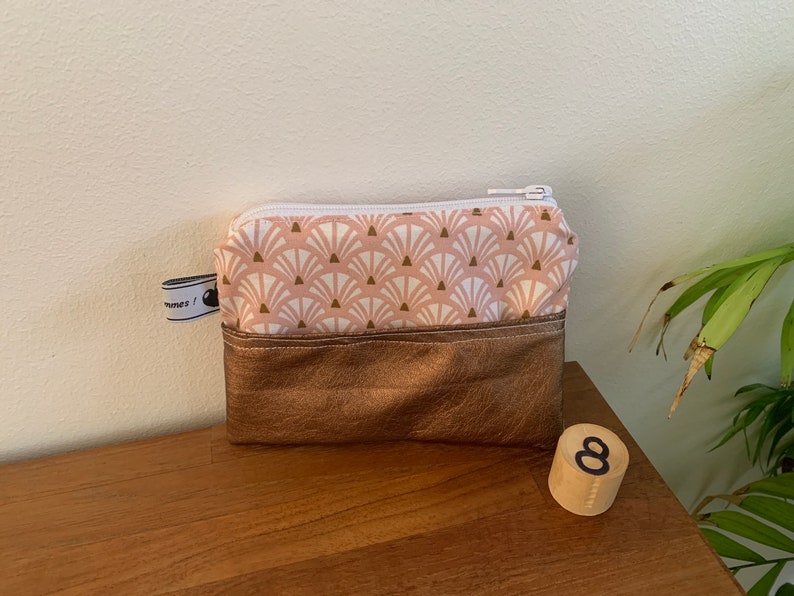 Porte-monnaie ou pochette tout en tissu 8 - Rose doré