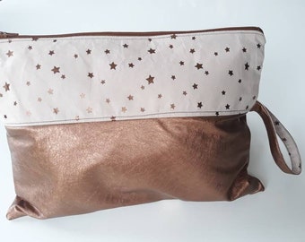 Pochette - Grande trousse en simili cuir et coton étoilé