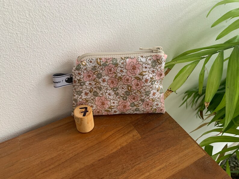 Fabric purse, pouch, pencil case 7 - Rose vert