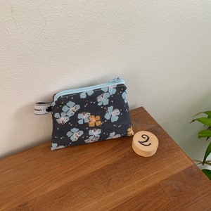 Fabric purse, pouch, pencil case 2 - Bleu marron