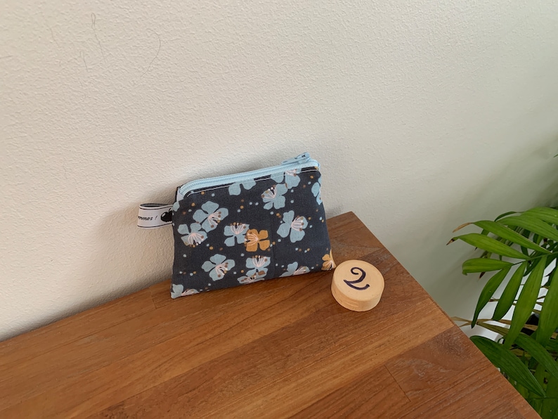 Fabric purse, pouch, pencil case 2 - Bleu marron