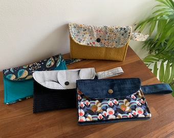 Pochette 3 compartiments avec dragonne - Porte feuille - Pochette tout en tissu