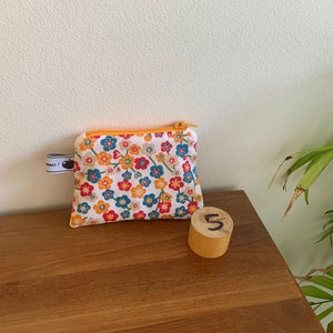 Fabric purse, pouch, pencil case 5 - Bleu orange