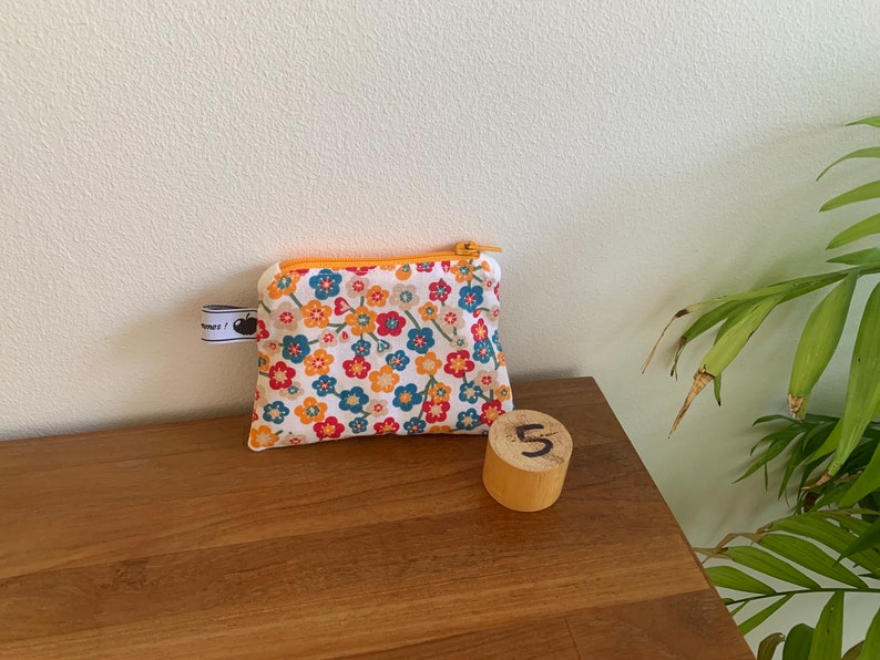 Fabric purse, pouch, pencil case 5 - Bleu orange