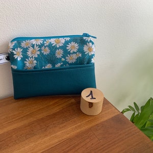 Porte-monnaie ou pochette tout en tissu 1 - Bleu turquoise