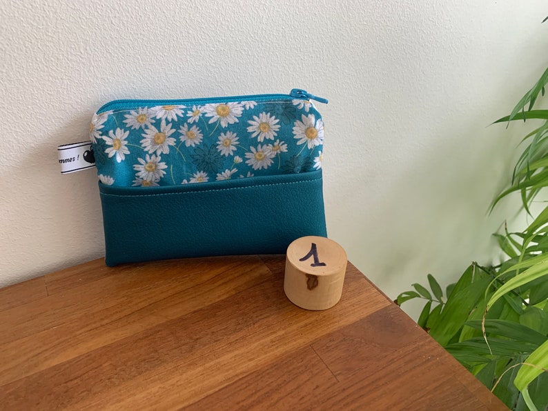 Porte-monnaie ou pochette tout en tissu 1 - Bleu turquoise