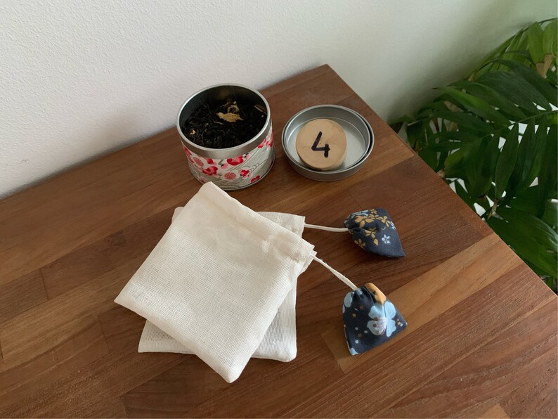 Washable tea bag reusable Zero waste set of 2 bags 4 - Gris bleu