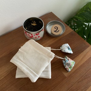 Washable tea bag reusable Zero waste set of 2 bags 2 - Vert