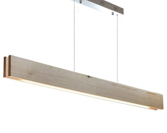 Suspension Wood XL en bois naturel, 45 W, IRC 95. Plafonnier LED, design minimaliste.
