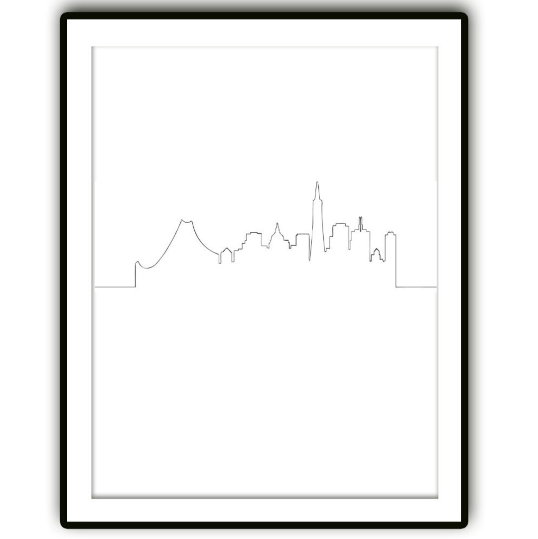 San Francisco Skyline Printable Art Wall Art California Etsy