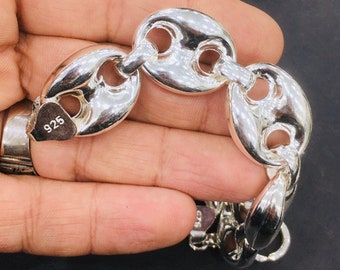 Jumbo Mariner Link Chain Bracelet 21mm thickest Silver Sterling 925 Mens Jewelry Anchor Chain