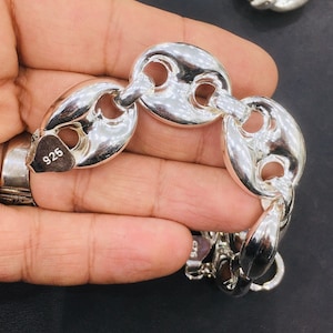 Jumbo Mariner Link Chain Bracelet 21mm thickest Silver Sterling 925 Mens Jewelry Anchor Chain
