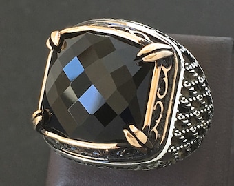 925 Sterling Silver Mens Ring with Black Onyx unique elegant jewelry