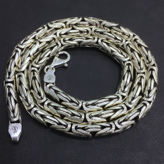Silverly Collar de Cadena Bizantina 4.3 mm Balin/és Hombre Mujer Plata de Ley Esterlina .925 Oxidada