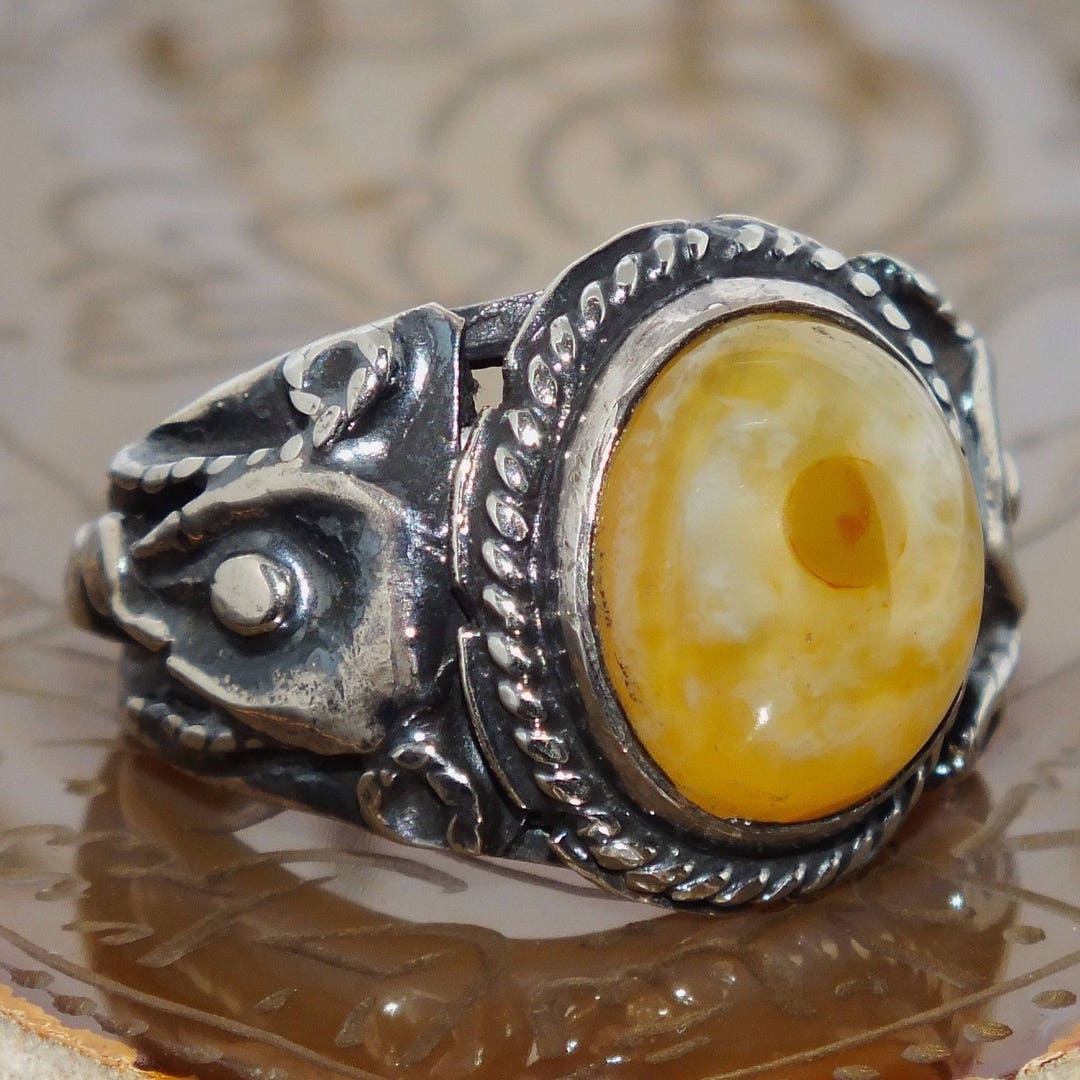 925 Sterling Silver Mens Ring Eye Agate Sulemani Aqeeq Unique ...