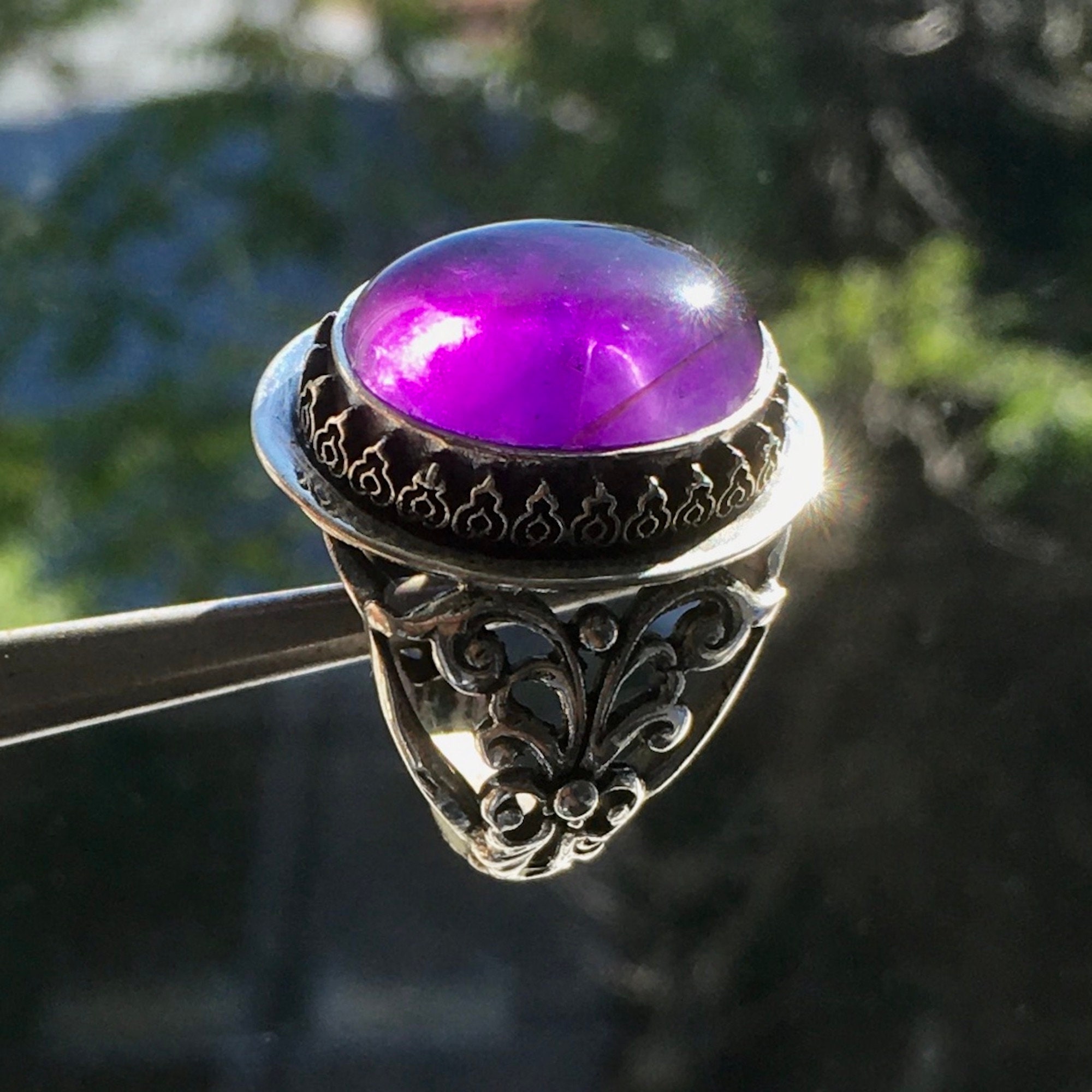 Anello Uomo Argento 925 Con Ametista Naturale - Fatto A Mano, Vintage, Misura Personalizzabile - Foto 2