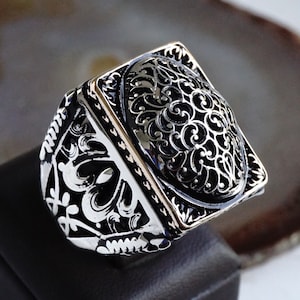 925 Sterling Silver Mens Ring Handcrafted Elegant Jewelry free resizing