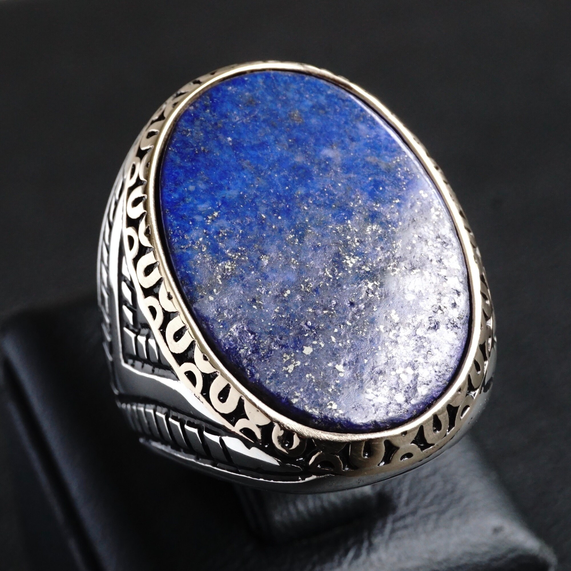 Lapis Lazuli Mens Ring Sterling Silver Solid 925 Unique Etsy