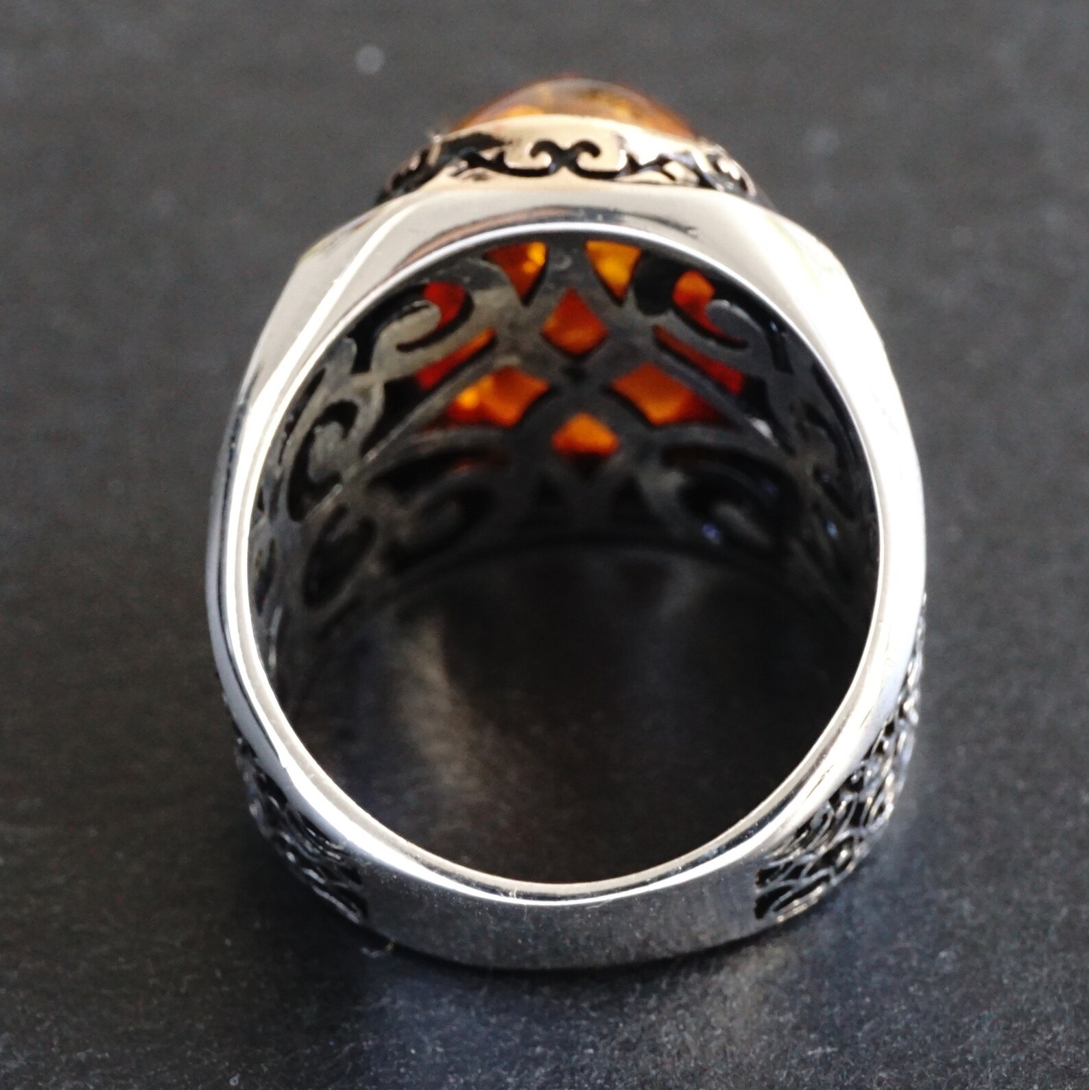 925 Sterling Silver Amber Ring for Men – Unique Turkish Artisan Jewelry ...