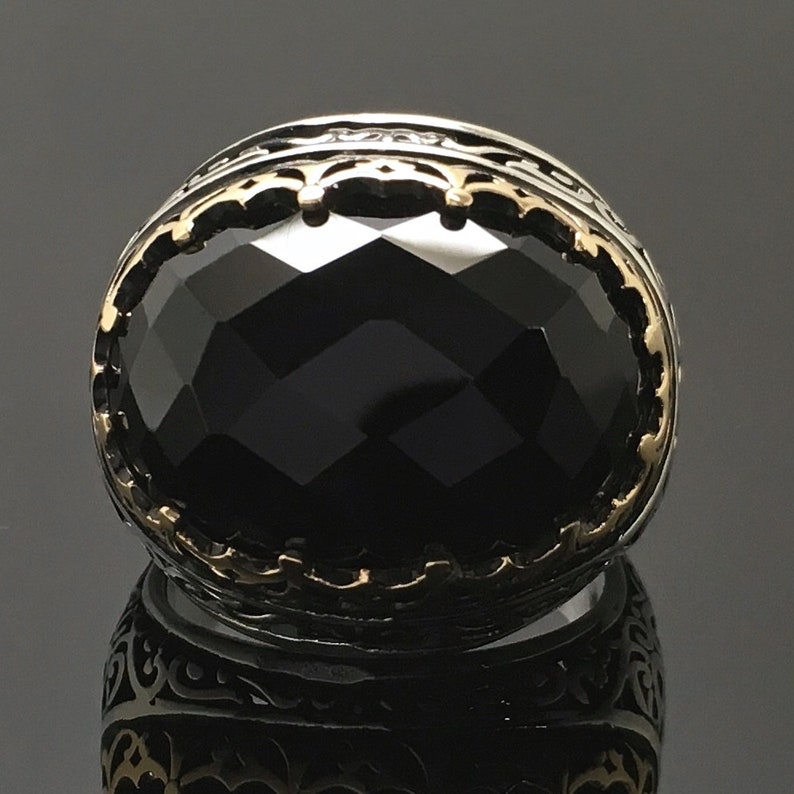 925 Sterling Silver Mens Ring with Black Onyx unique elegant jewelry