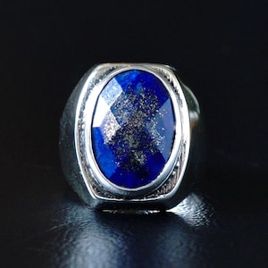 Lapis Lazuli Signet Ring: Handcrafted Sterling Silver Mens Jewelry