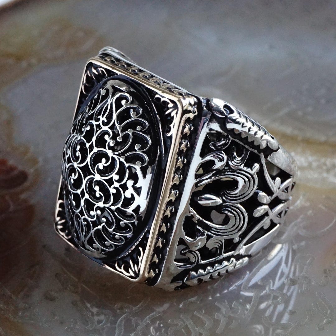 925 Sterling Silver Men's Ring – Handcrafted Turkish Design With