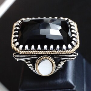 thumbnail image 2 of Avant Gems Men's 14gm Emerald Cut Black Onyx Sterling Silver Ring – 925 Solid, Handmade Signet 2 of 5