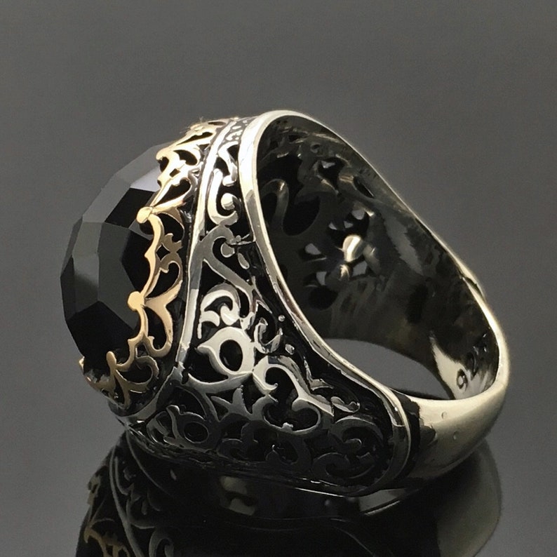 925 Sterling Silver Mens Ring with Black Onyx unique elegant jewelry