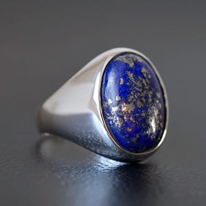 Lapis Lazuli Signet Ring Sterling Silver Handcrafted Men’s Jewelry