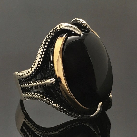 925 Sterling Silver Mens Ring with Black Onyx unique elegant jewelry