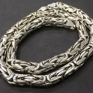925 Sterling Silver Mens Necklace Byzantine Kings Chain solid thick heavy round