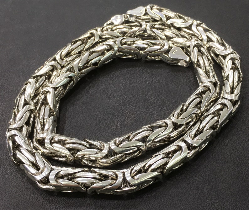 925 Sterling Silver Mens Necklace Byzantine Kings Chain Solid Etsy