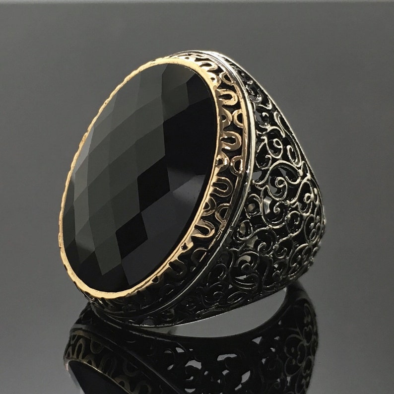 925 Sterling Silver Mens Ring With Black Onyx Unique Elegant - Etsy