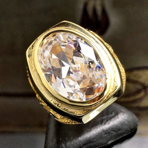 925 Sterling Silver Mens Ring 14k Gold Plating Crystal Quartz Unique ...