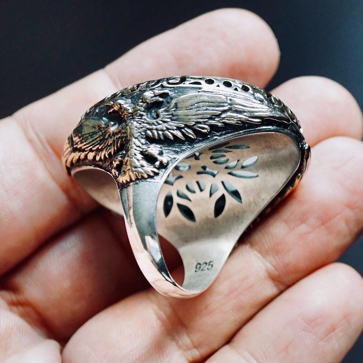 アクセサリー cats-eye Silver Mens Ring Huge Moonstone Cats Eye Bold Heavy Sterling