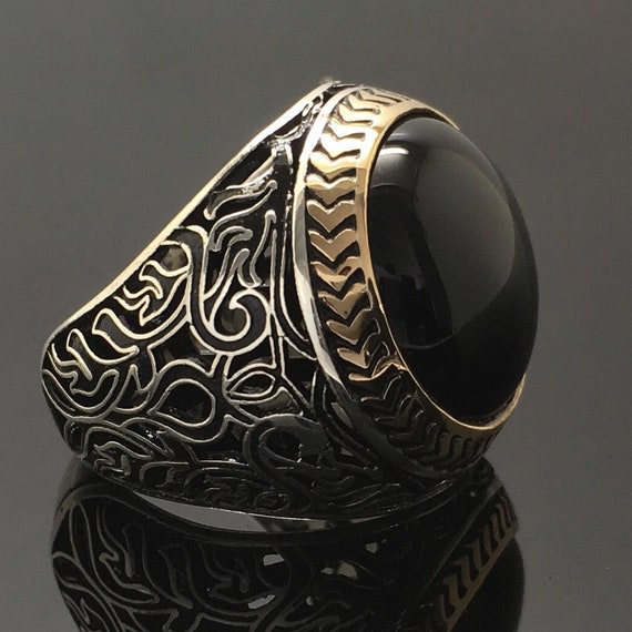 Details about / Handmade 925 sterling Silver Men/'s Ring Onyx Stone micropave settings all size