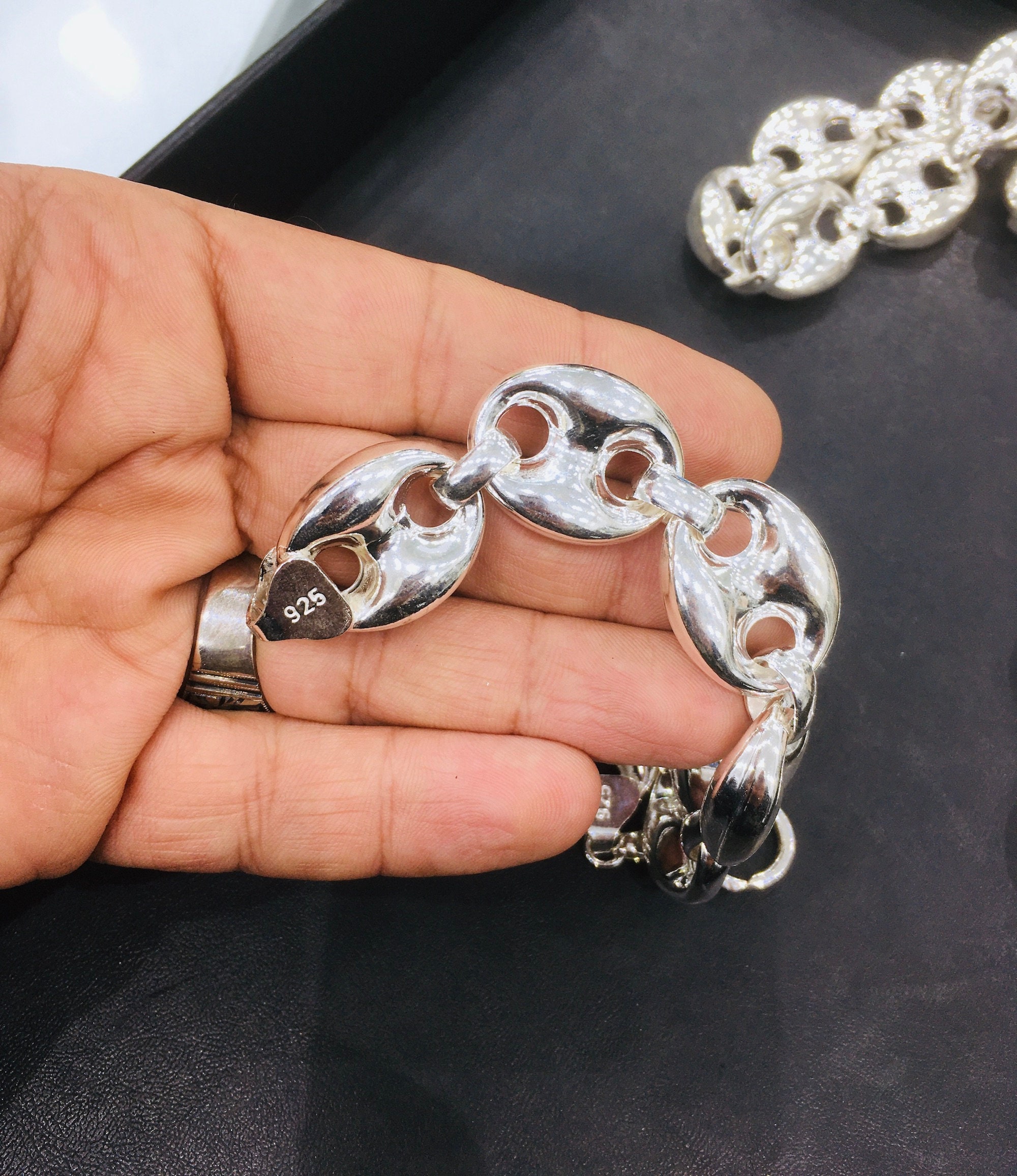 Mariner Link Chain Necklace 21mm Jumbo size 925 Sterling Silver Handmade Unique Men's Jewelry