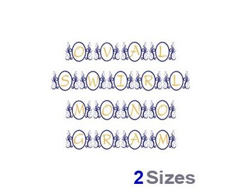 Oval Swirl Monogram Font - Machine Embroidery Font, Embroidery Alphabet, Embroidery Designs, Embroidery Patterns, Files, Instant Download