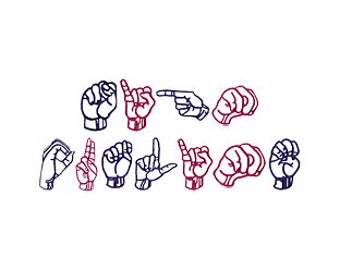 Sign Language Outline Font - Machine Embroidery Font