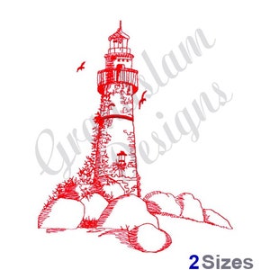 Lighthouse Redwork  - Machine Embroidery Design, Embroidery Designs, Embroidery, Embroidery Patterns, Embroidery Files, Instant Download