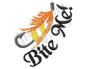 Bite Me Fishing Bait Machine Embroidery Design 2 sizes