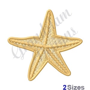 Peut inclure: Un motif de broderie en forme d'étoile de mer de couleur dorée avec un motif texturé détaillé. Ce motif est disponible en deux tailles.