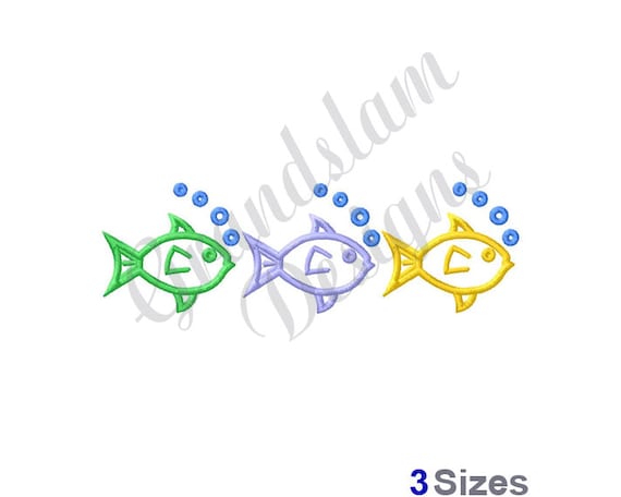 Three Fish Outline - Machine Embroidery Design