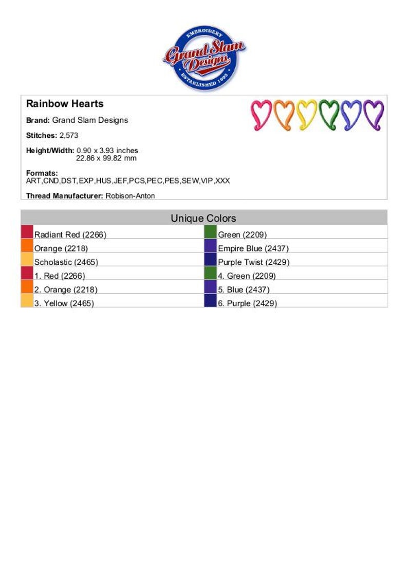 Rainbow Hearts - Machine Embroidery Design - Etsy