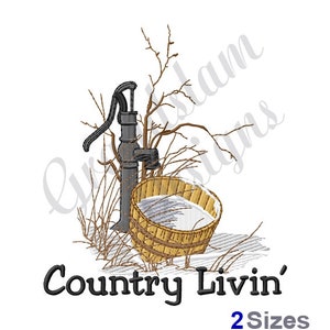 Country Living Water Pump - Machine Embroidery Design