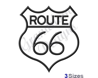 Route 66 Sign Applique - Machine Embroidery Design (Instant Download)