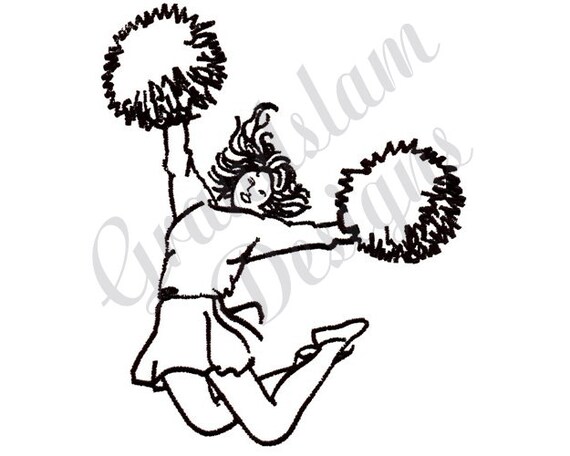Cheerleader Girl Outline Machine Embroidery Design | Etsy