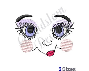 Girl Doll Face - Machine Embroidery Design, Embroidery Designs, Machine Embroidery, Embroidery Patterns, Embroidery Files, Instant Download